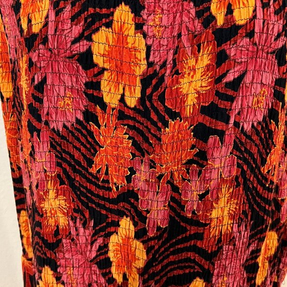 French Laundry XL Maxi Dress Floral Sleeveless Smocked Chest Tropical Boho Festi - Picture 4 of 10